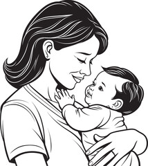 Stylish Cradle Mother Holding Child Warm Embrace Mother with Baby