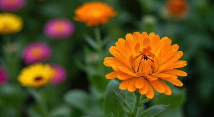 Vibrant orange flower in garden