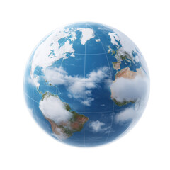 Fototapeta premium A detailed view of Earth showcasing its continents and oceans, emphasizing the beauty and fragility of our planet, perfect for environmental themes and awareness.