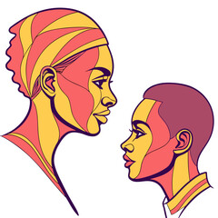 Two stylized profiles of women in vibrant colors