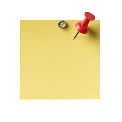 Blank yellow sticky note with red pushpin
