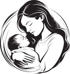 Mother’s Arms Vector Design Black Outline Mother’s Hug