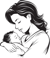 Stylish Mother Holding Baby Art Heartfelt Mother with Child