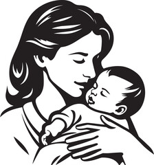 Stylish Vector Mother’s Love Heartwarming Hug Mother and Child