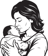 Protective Arms Mother and Child Simple Black Mother Baby Hug