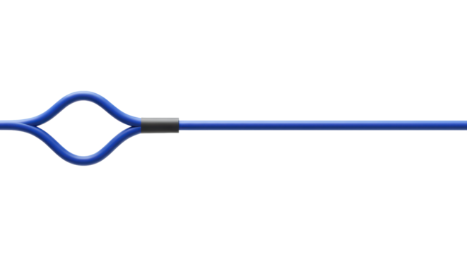Sleek, modern, industrial tech blue conduit with an elegant loop and straight line, isolated on transparent with ample copy space. Concept of advanced connectivity and streamlined efficiency