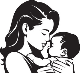 Protective Hug Mother and Newborn Stylish Mother Holding Infant Silhouette