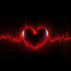 Glowing Heartbeat Rhythm A Symbol of Life, Health, and Medical Technology Innovation. Red Pulse