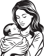 Mother Holding Her Baby in Silhouette Warm Arms Mother and Child Vector