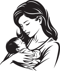 Warm Arms Mother and Child Vector Graceful Mother Holding Infant Design