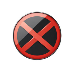 Obraz premium Red prohibition symbol, circular shape with cross mark, indicating restriction on transparent background
