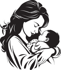 Modern Mother Cradling Child Art Protective Embrace Mother and Infant
