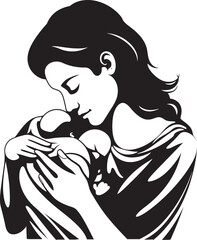 Stylish Mother and Infant Black Design Soft Embrace Mother and Baby Silhouette