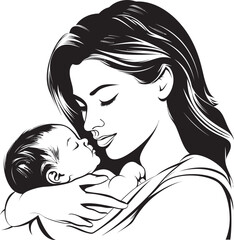 Warm Arms Mother Holding Newborn Black Silhouette of Mother’s Embrace