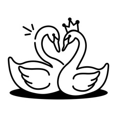 A sketchy style icon depicting swan pair
