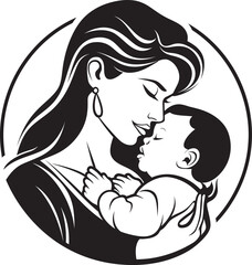 Soft Mother Holding Infant Silhouette Graceful Mother Holding Her Baby Art