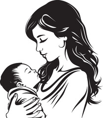 Modern Black Mother Holding Newborn Protective Hug Mother and Baby Design