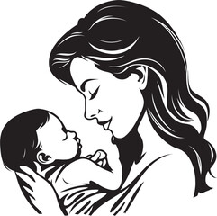 Elegant Mother Holding Child Close Tender Touch Mother and Infant Art