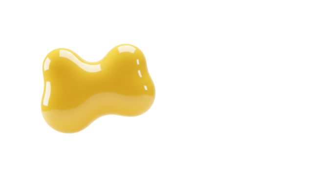 Abstract 3D organic blob, smooth optimistic yellow gradient, subtly floating against transparent shadowless background with negative space, concept for digital transformation