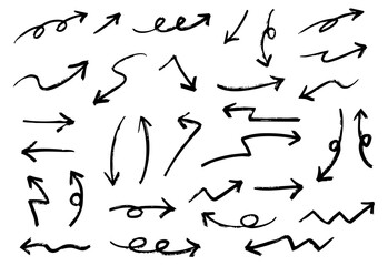 手書きの矢印のイラストセット　ベクター黒	
