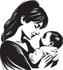 Tender Mother and Child Hug Vector Protective Mother Holding Her Child Art