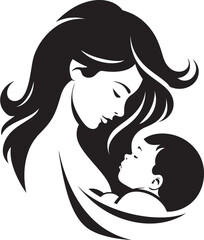 Modern Mother Cradling Baby Silhouette Warm Hug Mother Holding Newborn Logo