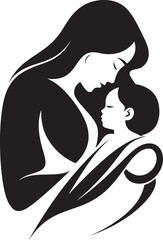 Modern Mother Holding Child in Black Protective Arms Mother Hugging Infant