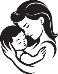 Modern Mother Holding Baby in Black Art Soft Mother Holding Her Child Silhouette