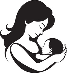 Protective Mother and Child in Black Art Soft Arms Mother Holding Her Baby Vector