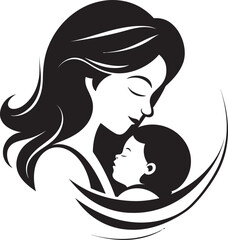 Soft Arms Mother Holding Her Baby Vector Mother’s Gentle Hug in Black Silhouette
