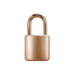 Fototapeta premium A shiny bronze padlock on a white isolated background, symbolizing security and protection. Ideal for concepts of safety, privacy, and personal security in various contexts.