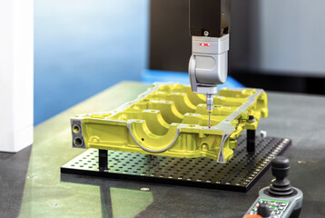 Close up touch probe of Automatic Coordinate measurement machine by CMM, Inspection dimension...