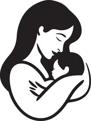 Elegant Mother Holding Newborn Vector Soft Touch of Mother and Baby Design