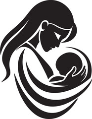 Modern Silhouette of Mother Holding Baby Tender Embrace of Mother and Infant Logo
