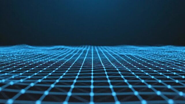 Abstract futuristic digital network of glowing blue connections over dark background