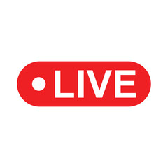  red live streaming button vector icon isolated on white background