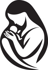 Warm Hug of Mother and Baby Icon Protective Arms of Mother and Infant Design