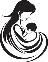 Protective Embrace of Mother and Baby Logo Modern Mother Holding Child Vector Icon