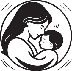 Soft Touch of Mother and Child Silhouette Mother Holding Infant Black Design Icon