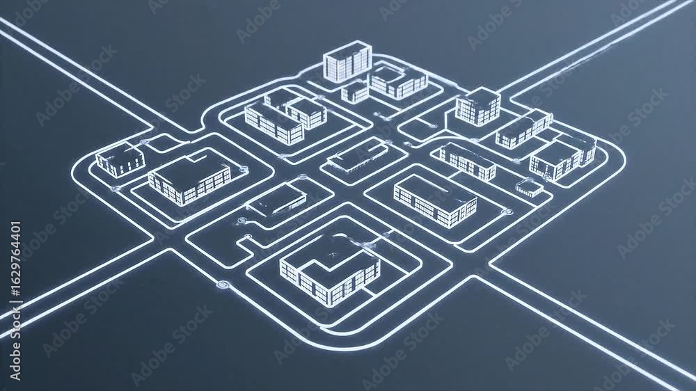Poster abstract glowing circuit board lines forming a futuristic network on a dark background