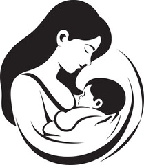 Mother and Newborn Loving Hold Design Protective Mother Holding Infant Black Icon