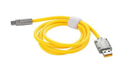 Colored cable with USB and Type-C connectors, on a white background