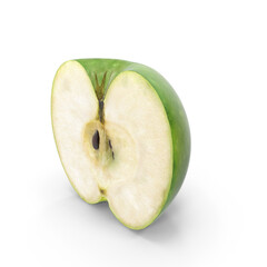 Realistic Sliced Green Apple isolated on transparent background