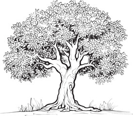 Olive Tree Black Vector Icon with Leaves Silhouette Olive Tree Black Vector Logo with Roots Design