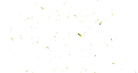 realistic bright confetti background for celebrations concept, in png format with transparent background. 3d render of confeti floating isolated. Christmas holiday and anniversary party Upper layer. 