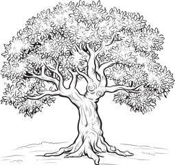 Fototapeta premium Classic Olive Tree Black Vector Logo Icon Elegant Olive Tree Black Outline Vector Art