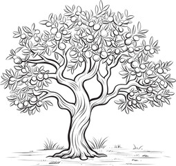 Clean Olive Tree Black Vector Icon Design Olive Tree Vector Black Logo with Roots