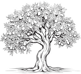 Olive Tree Black Vector Logo with Fronds Simple Olive Tree Black Vector Icon