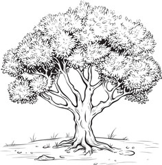Simple Olive Tree Black Vector Icon Olive Tree Branches Black Silhouette Logo