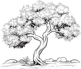 Clean Olive Tree Black Logo Silhouette Olive Tree Black Vector Logo with Leaf Detail